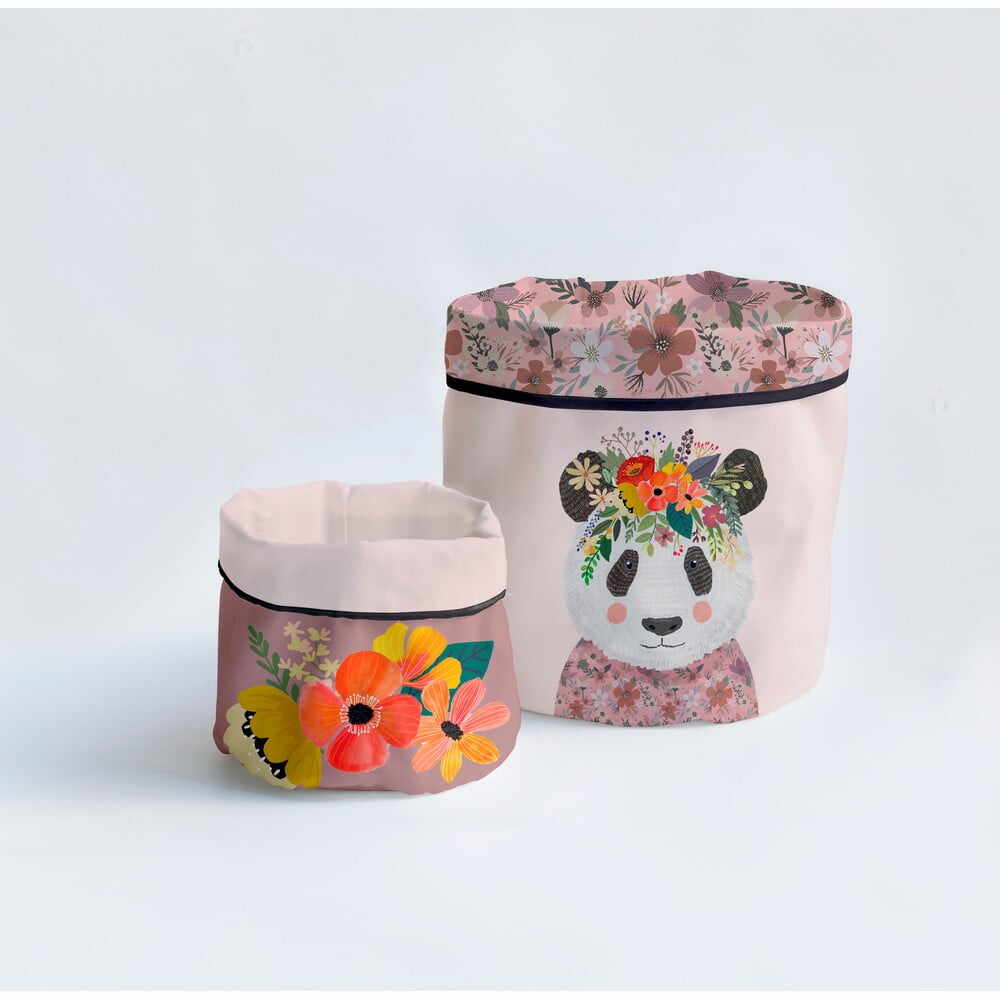 Coșuri de depozitare 2 buc. din material textil Floral Panda – Little Nice Things