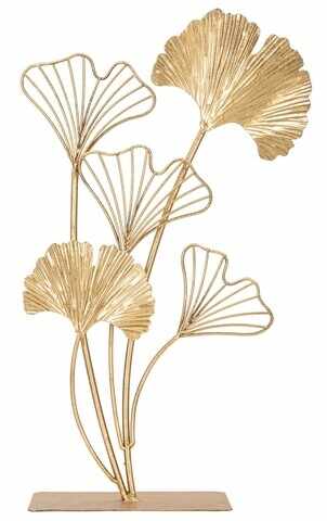 Decoratiune Leaf, Mauro Ferretti, 26x11.5x44.5 cm, fier, auriu