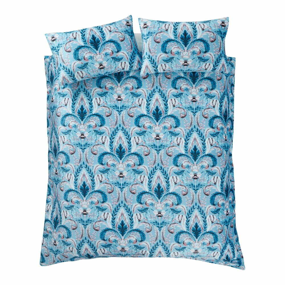 Lenjerie de pat albastră din damasc pentru pat de o persoană 135x200 cm Bridgeton – Catherine Lansfield