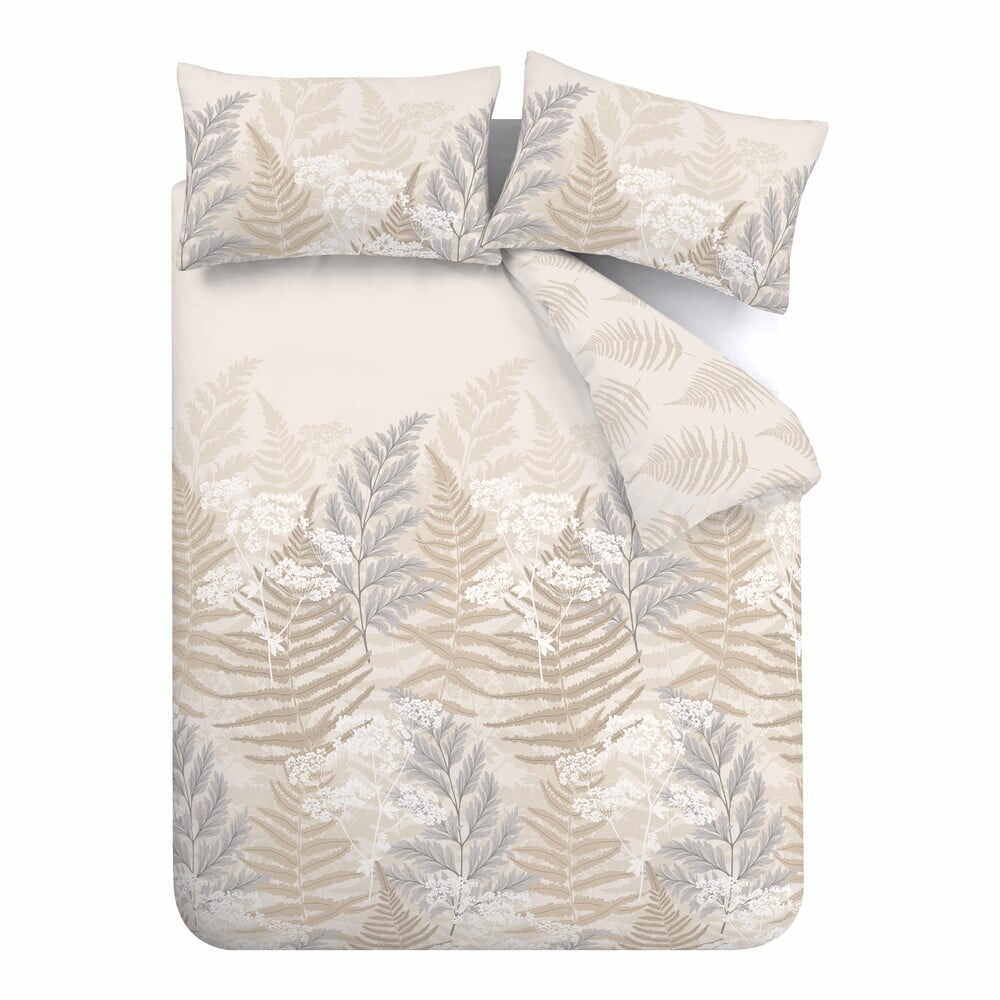 Lenjerie de pat bej-crem pentru pat de o persoană 135x200 cm Floral Foliage – Catherine Lansfield