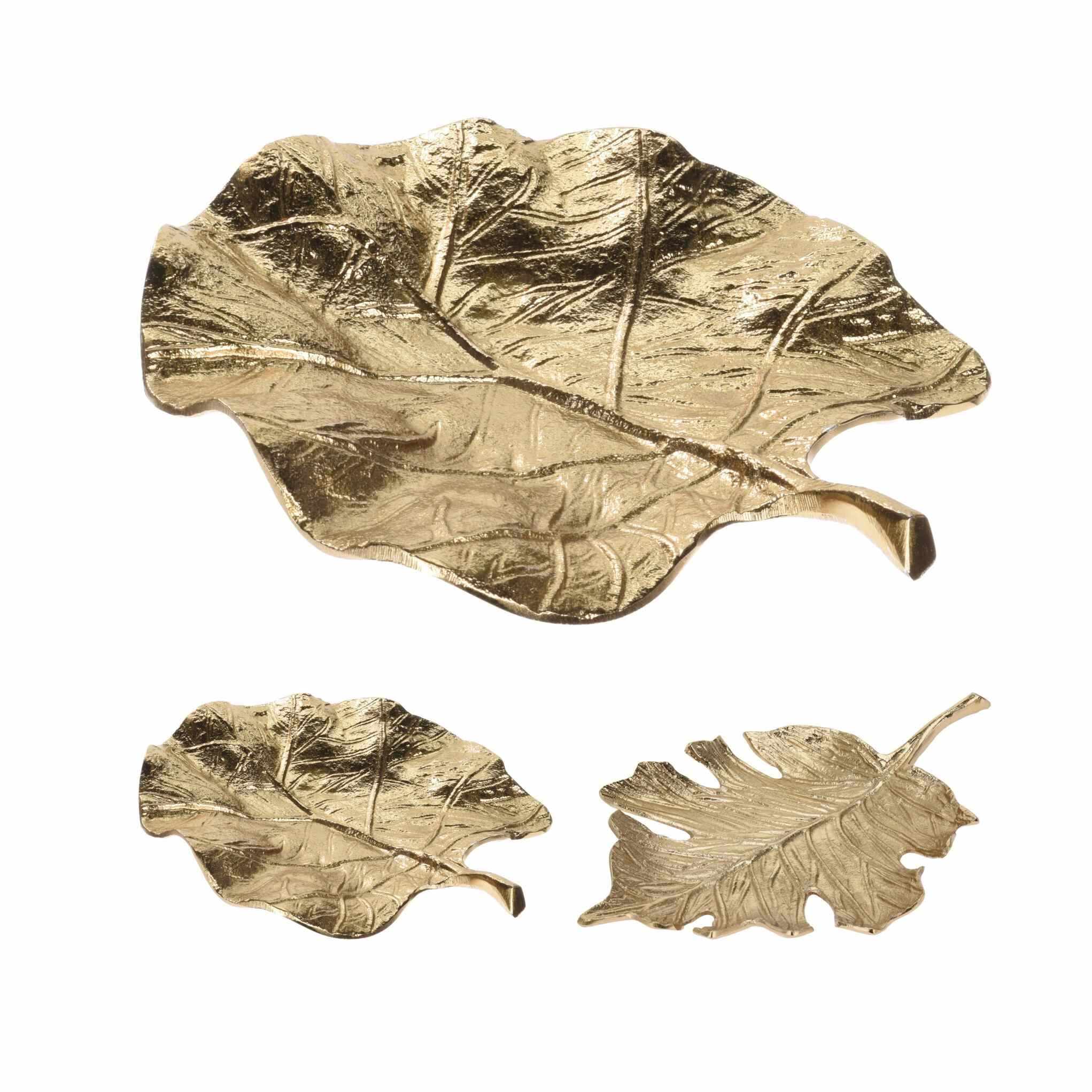 Platou Golden Leaf din metal 24x21 cm - modele diverse