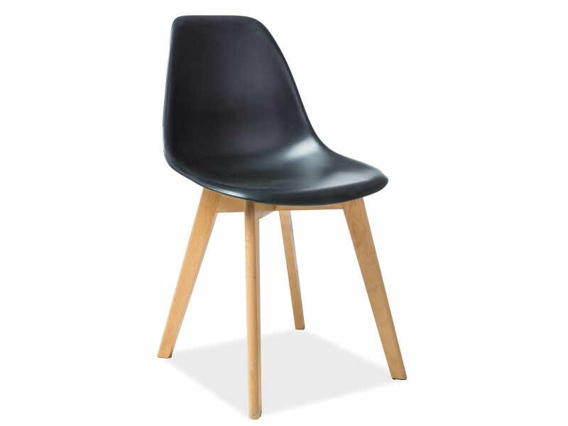 Scaun din plastic si lemn Moris negru – H 85 cm