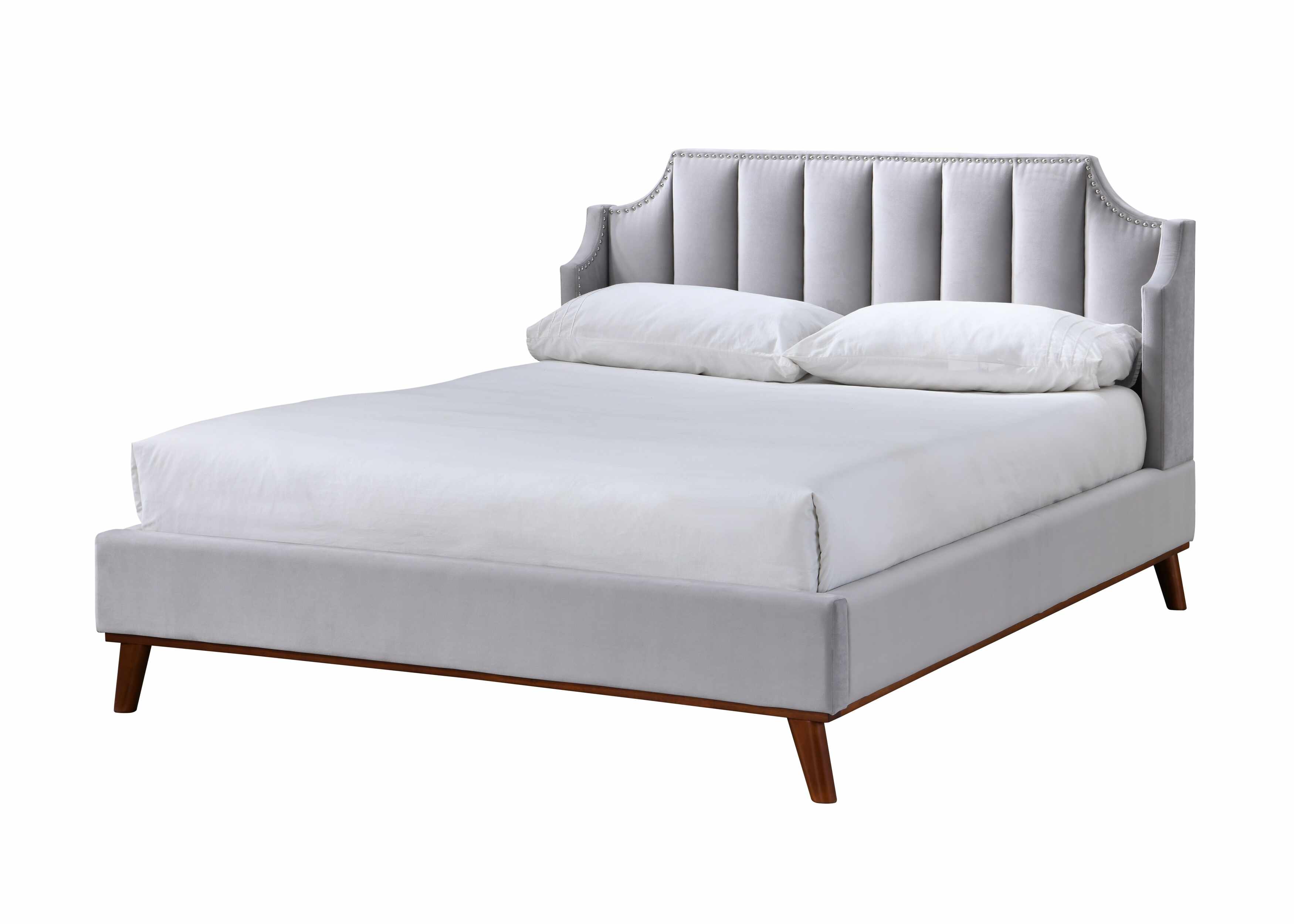 Pat tapitat cu stofa Windsor II Light Grey, 200x160 cm