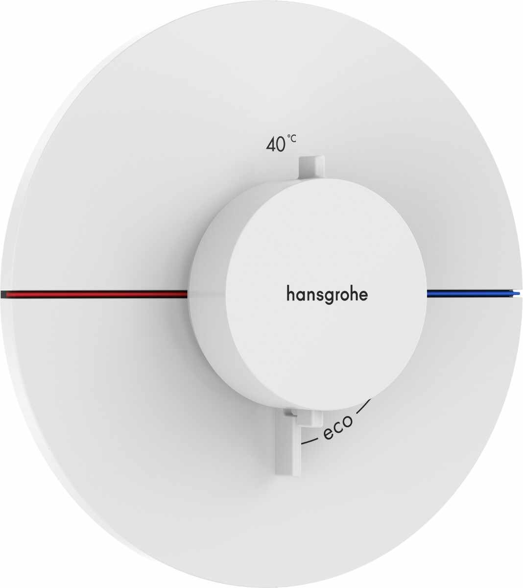 Baterie dus termostatata Hansgrohe ShowerSelect Comfort S cu montaj incastrat necesita corp ingropat alb mat