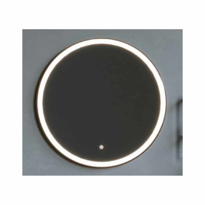 Oglinda rotunda 60 cm cu rama neagra, iluminare LED si dezaburire, Fluminia, Ando