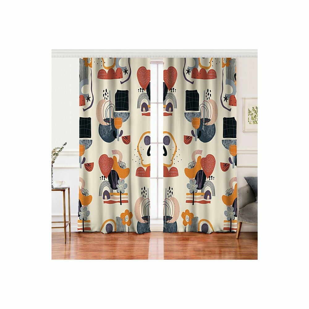 Set 2 draperii cu amestec de bumbac Minimalist Home World, 140 x 260 cm