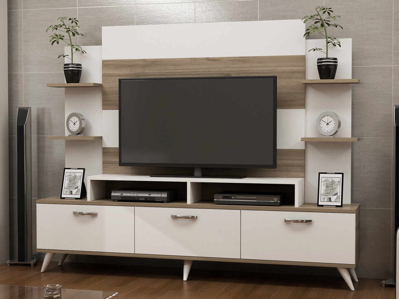 Comoda TV, Decorotika, Diana, 180x143x30 cm, Alb/Maro