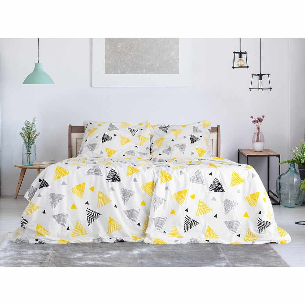 Lenjerie de pat galbenă/albă din țesătură crep pentru pat de o persoană 140x200 cm Top Class – B.E.S.