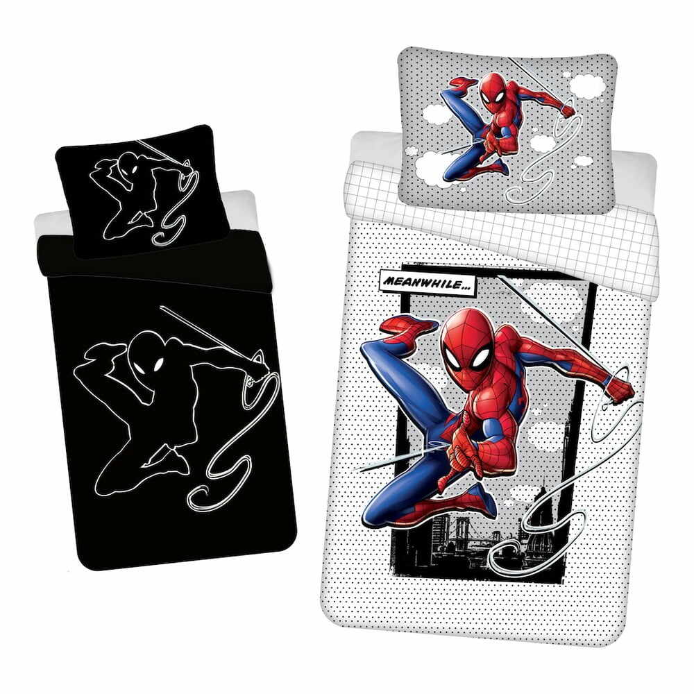  Lenjerie de pat pentru copii din bumbac fosforescentă 140x200 cm Spiderman - Jerry Fabrics la pret 169 lei 