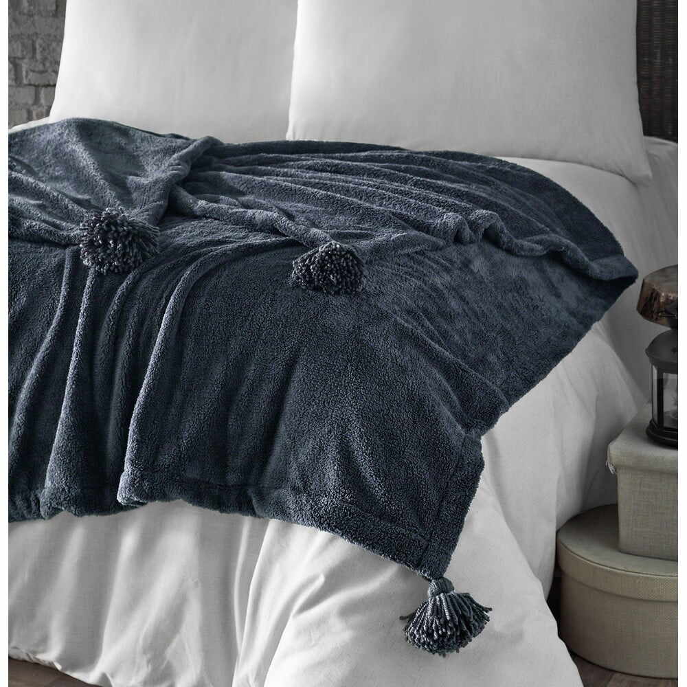 Cuvertură gri antracit din micropluș pentru pat de o persoană 160x200 cm Puffy – Mijolnir