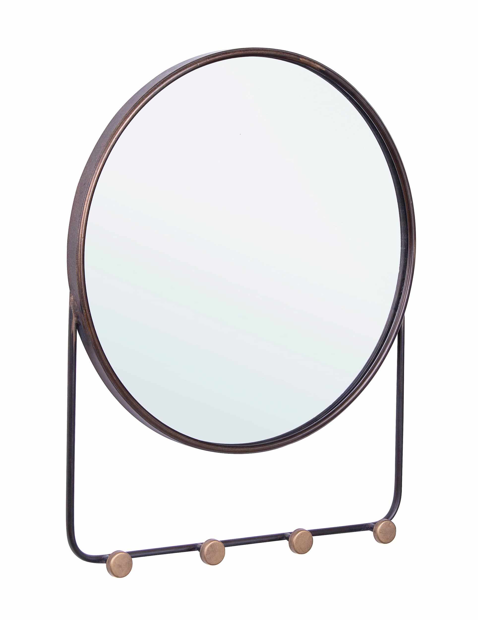 Oglinda decorativa cu rama metalica si cuier, Contours 4H Maro Antichizat, l50xH63 cm