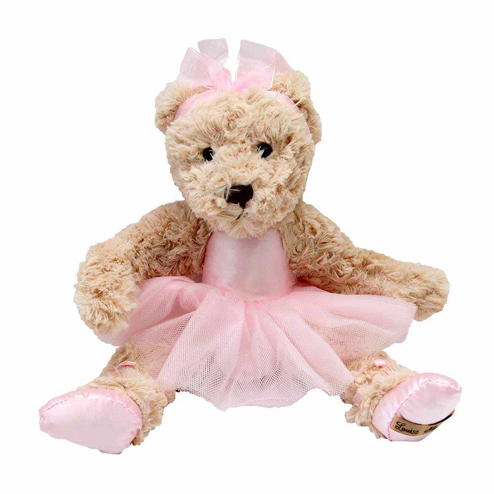 Jucarie ursulet din plus cu rochita de balerina roz 27x32 cm