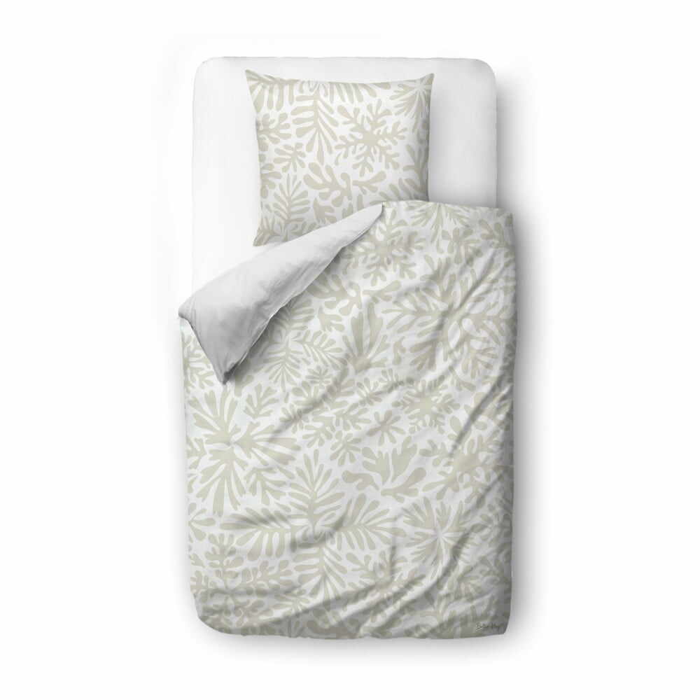 Lenjerie de pat albă/gri deschis din bumbac satinat pentru pat de o persoană 140x200 cm Freezing – Butter Kings