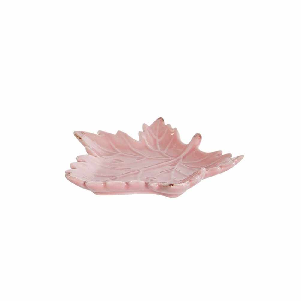 Tava Leaf din portelan roz 14x12 cm