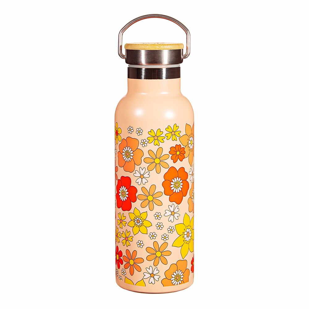 Sticlă pentru copii portocalie din oțel inoxidabil 500 ml 70s Floral - Sass & Belle