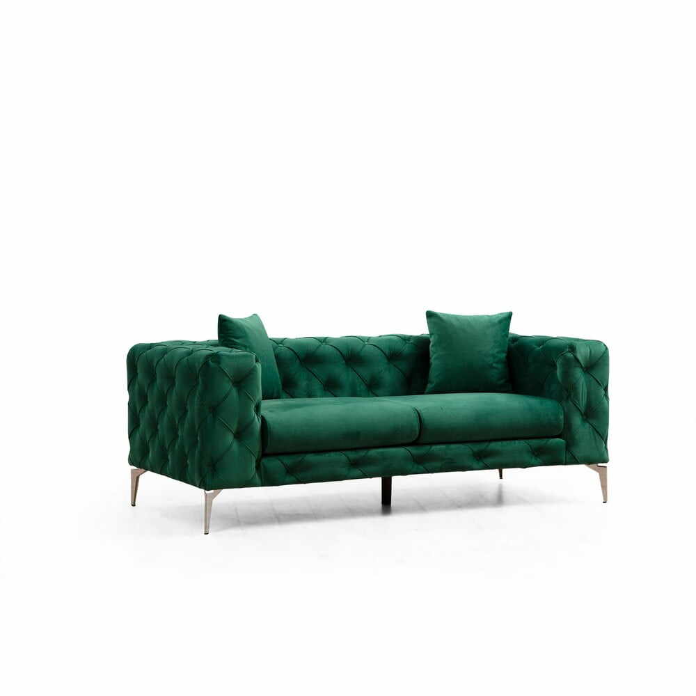 Canapea verde-închis cu tapițerie din catifea 197 cm Como – Balcab Home