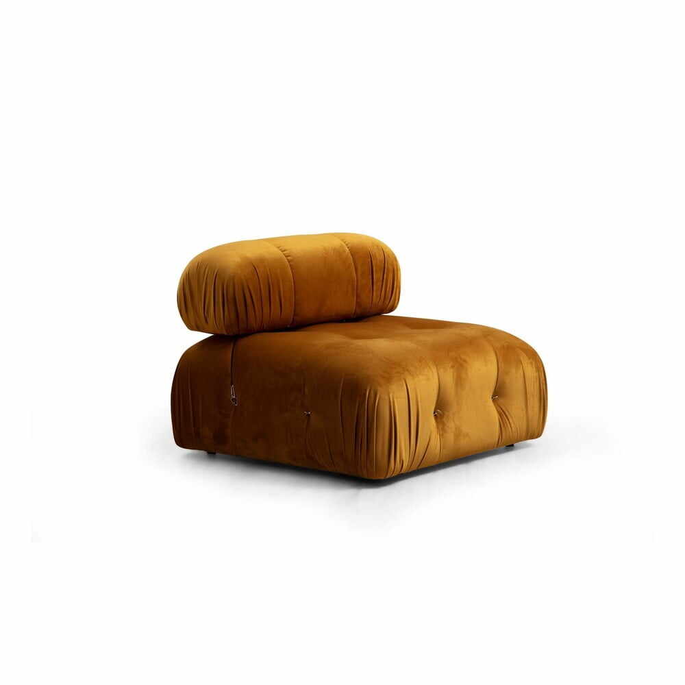 Modul pentru canapea galben muștar cu tapițerie din catifea (de mijloc) Bubble – Balcab Home