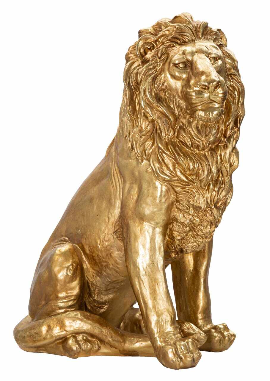 Statueta decorativa, Lion, Mauro Ferretti, 67 x 36.5 x 80 cm, polirasina, auriu