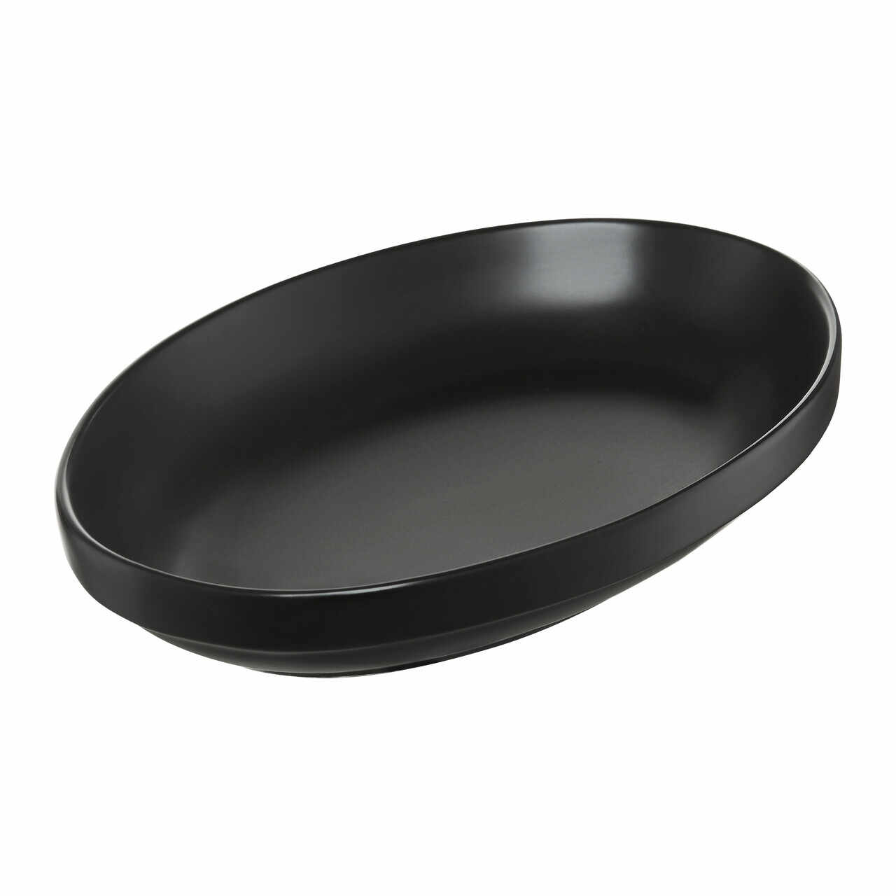 Platou oval pentru servire Salsa, Ambition, 14x9.5 cm, portelan, negru