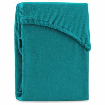 Cearșaf elastic pentru pat dublu AmeliaHome Ruby Turquoise, 220-240 x 220 cm, turcoaz