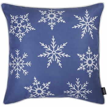 Față de pernă cu model de Crăciun Apolena Honey Snowflakes, 45 x 45 cm, albastru