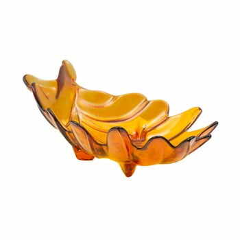 Bol din sticlă reciclată Mauro Ferretti Leaf, 33 x 20 cm, portocaliu