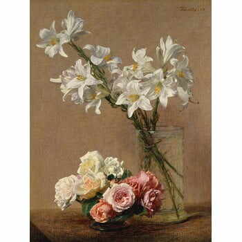 Reproducere tablou Henri Fantin-Latour - Roses and Lilies, 45 x 60 cm