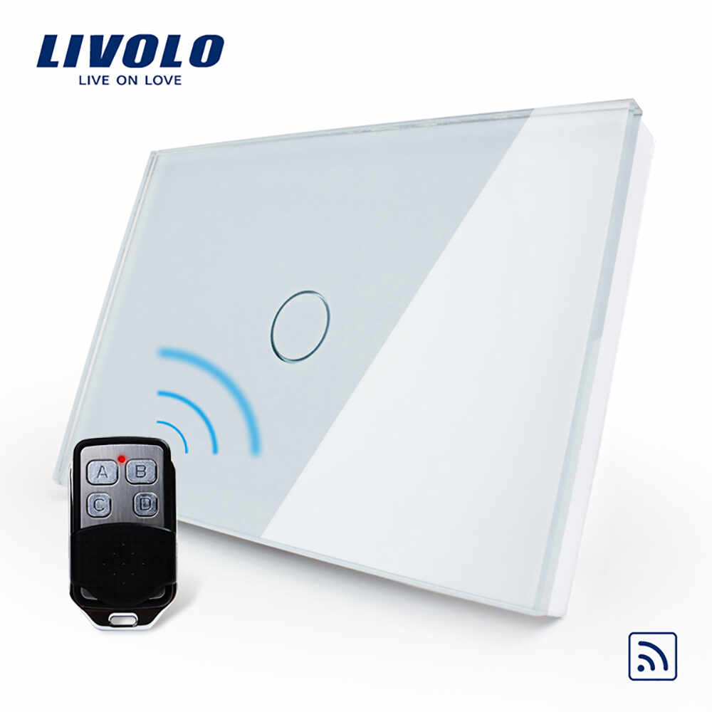Intrerupator wireless cu touch Livolo din sticla si telecomanda inclusa-standard italian