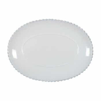 Platou oval din gresie ceramică Costa Nova Pearl, 30 cm, alb