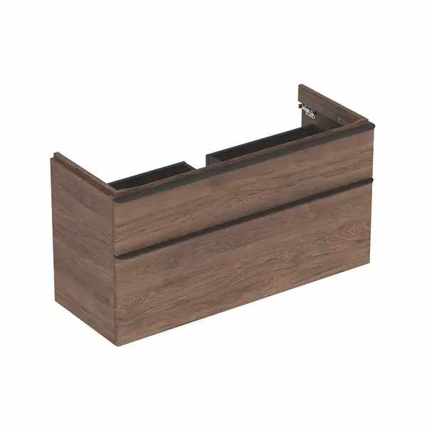 Dulap baza pentru lavoar suspendat Geberit Smyle Square nuc 2 sertare 119 cm