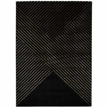 Covor Universal Gold Stripes, 160 x 230 cm, negru