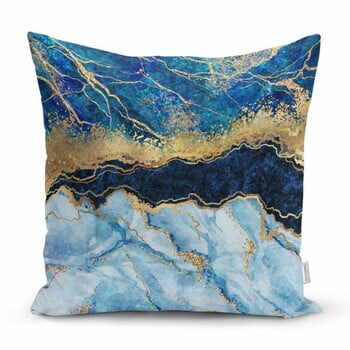 Față de pernă Minimalist Cushion Covers Marble With Blue, 45 x 45 cm