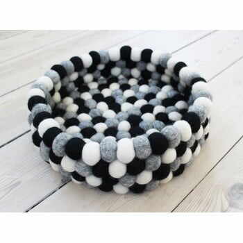 Coș depozitare, cu bile din lână Wooldot Ball Basket, ⌀ 28 cm, alb - negru