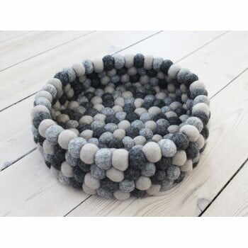Coș depozitare, cu bile din lână Wooldot Ball Basket, ⌀ 28 cm, gri închis