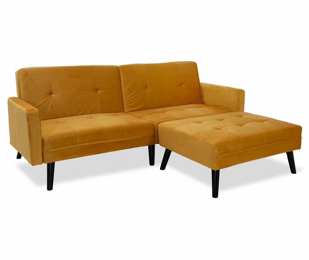 Set sofa extensibila si taburet pentru picioare Dream Yellow