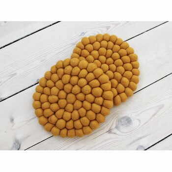 Suport pahar, cu bile din lână Wooldot Ball Coaster, ⌀ 20 cm, galben muștar