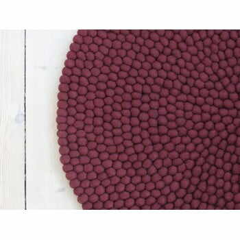 Covor cu bile din lână Wooldot Ball Rugs, ⌀ 90 cm, vișiniu închis
