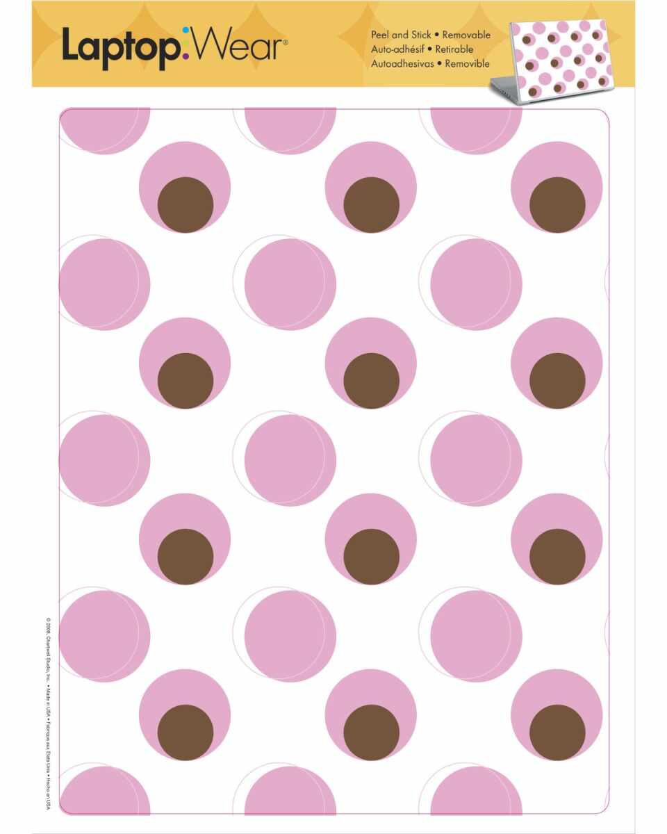 Sticker laptop PINK & BROWN DOTS | 31 x 24 cm