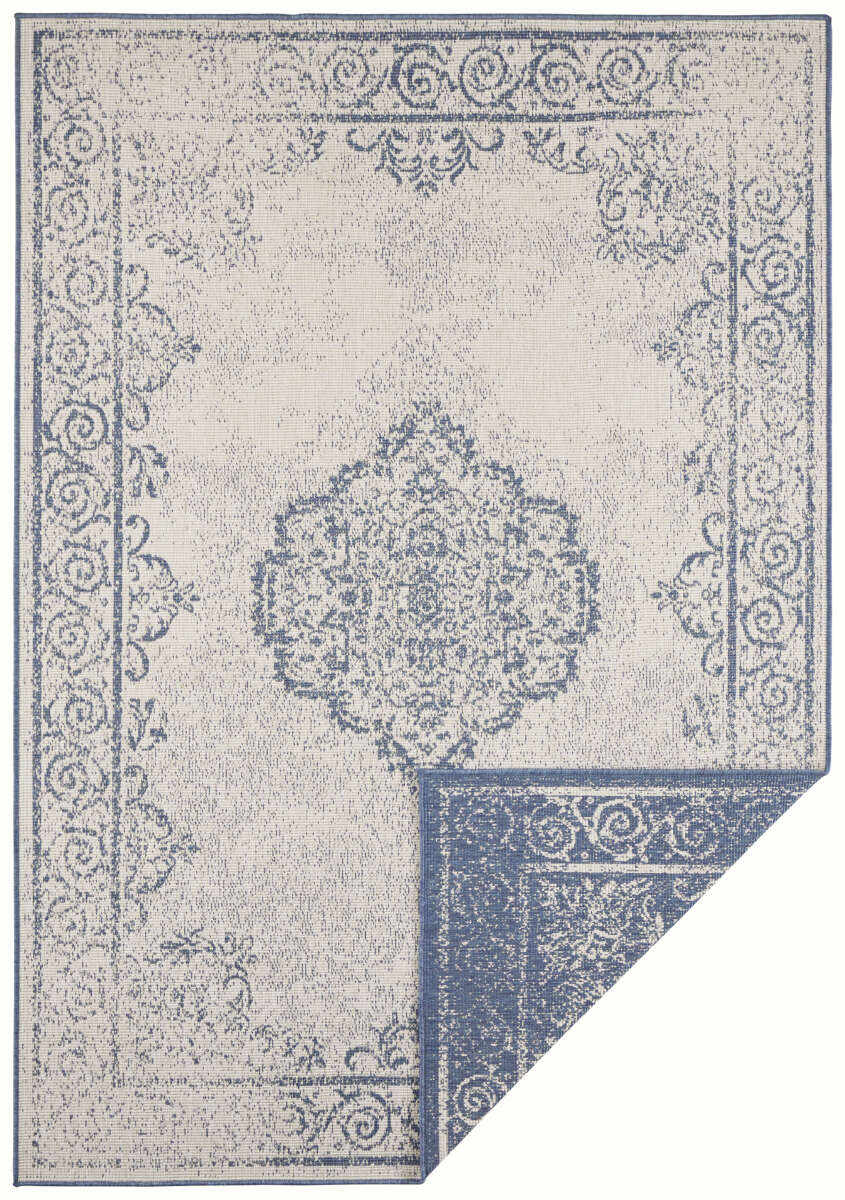 Covor Reversibil Oriental & Clasic Twin Supreme, Albastru/Crem, 80x150