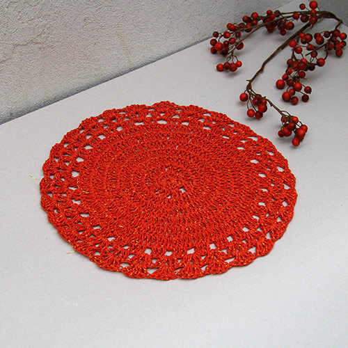 Napron Crochet rosu 37 cm