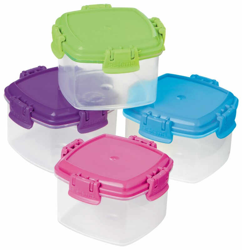 Set 4 cutii alimente plastic Knick Knack To Go diverse culori 62 ml