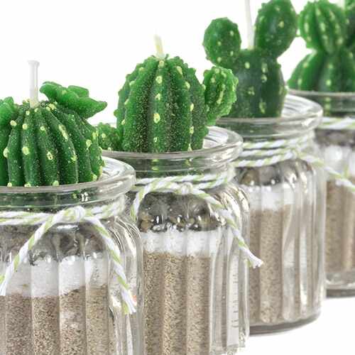 Lumanare Cactus din sticla si ceara 9cm - 4 modele la alegere