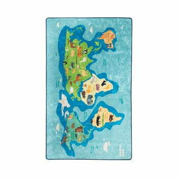  Covor antiderapant pentru copii Chilai Map, 100 x 160 cm, albastru la pret 154 lei 