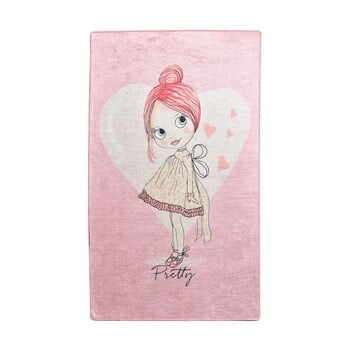 Covor antiderapant pentru copii Chilai Pretty, 140 x 190 cm, roz