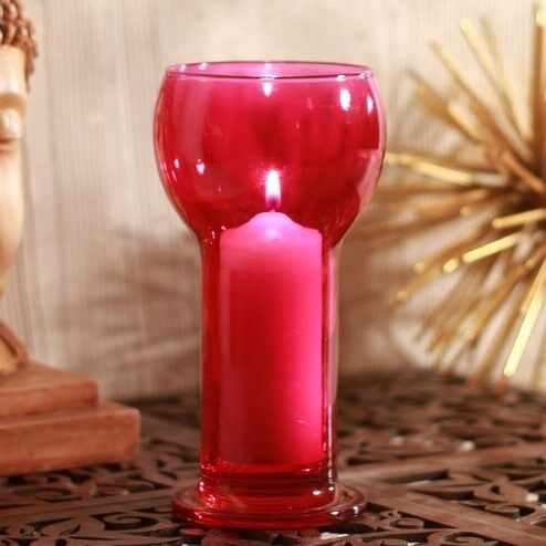 Suport lumanare sticla Bormioli Lucilla rosu