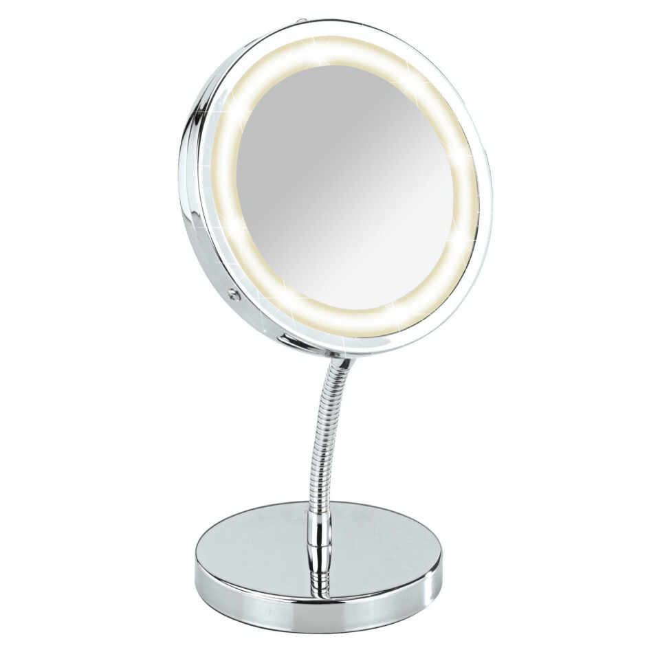 Oglinda cosmetica cu lumina LED crom, argintiu, 27 x 15 x 12 cm