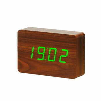Ceas deșteptător cu LED Gingko Brick Click Clock, maro-verde