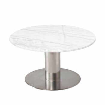 Masă de cafea cu structură argintie RGE Pepo, ⌀ 85 cm, alb