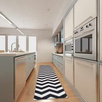 Covor de bucătărie foarte rezistent Webtapetti Optical Black White, 80 x 130 cm