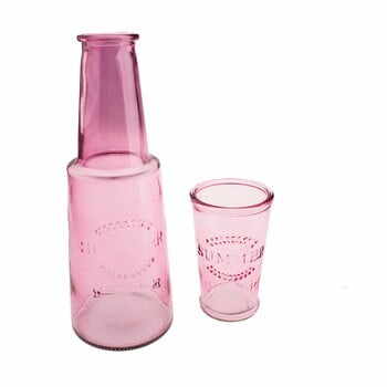 Carafă din sticlă cu pahar Dakls, 800 ml, roz